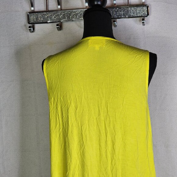 Betsey's Boutique Shop Bright Yellow Slit Clasp Front Closure Blouse Tank Size M - Picture 13 of 16